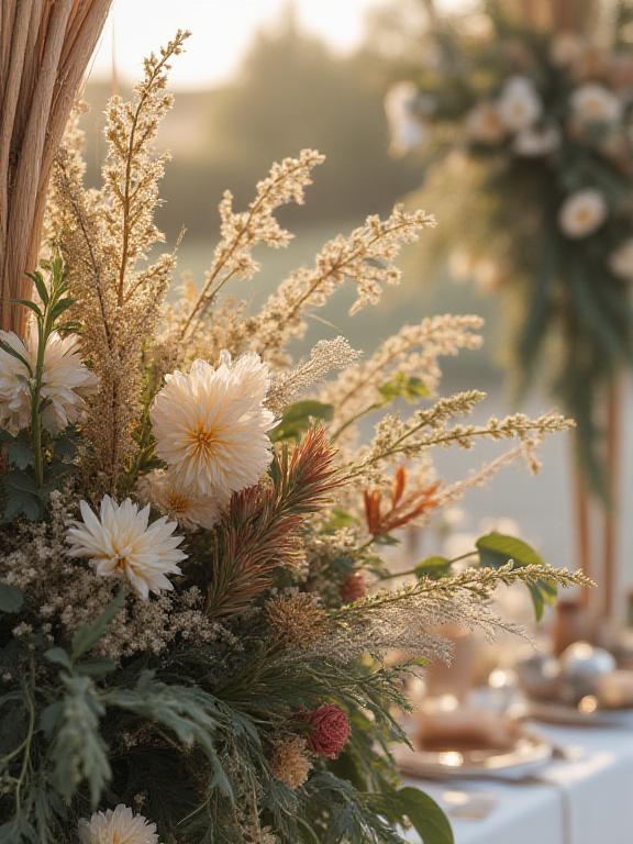 Allestimento floreale per un matrimonio in stile boho-chic